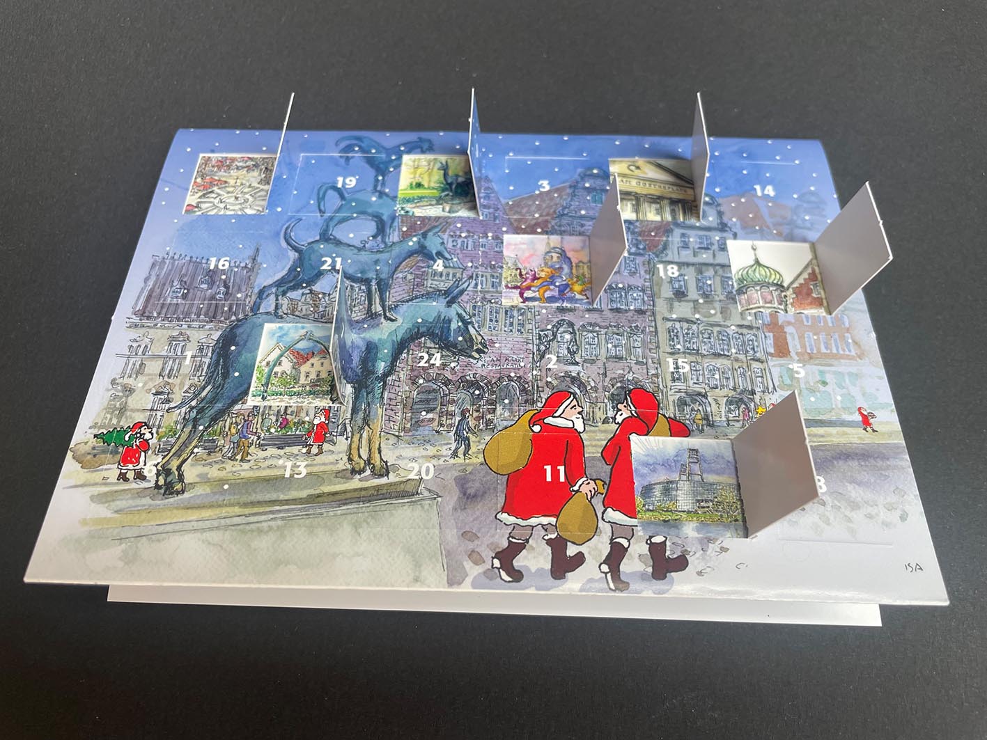 Adventskalender-Klappkarte Stadtmusikanten