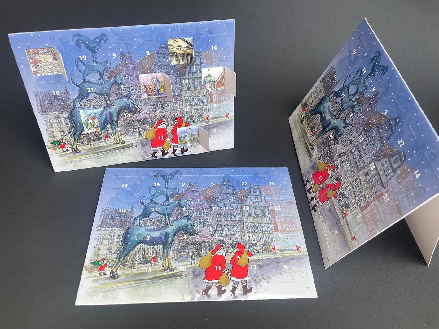 Adventskalender-Klappkarte Stadtmusikanten