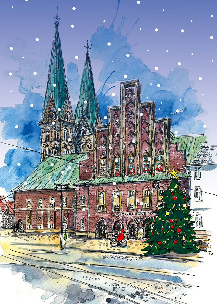 Postkarte Glocke weihnachtlich