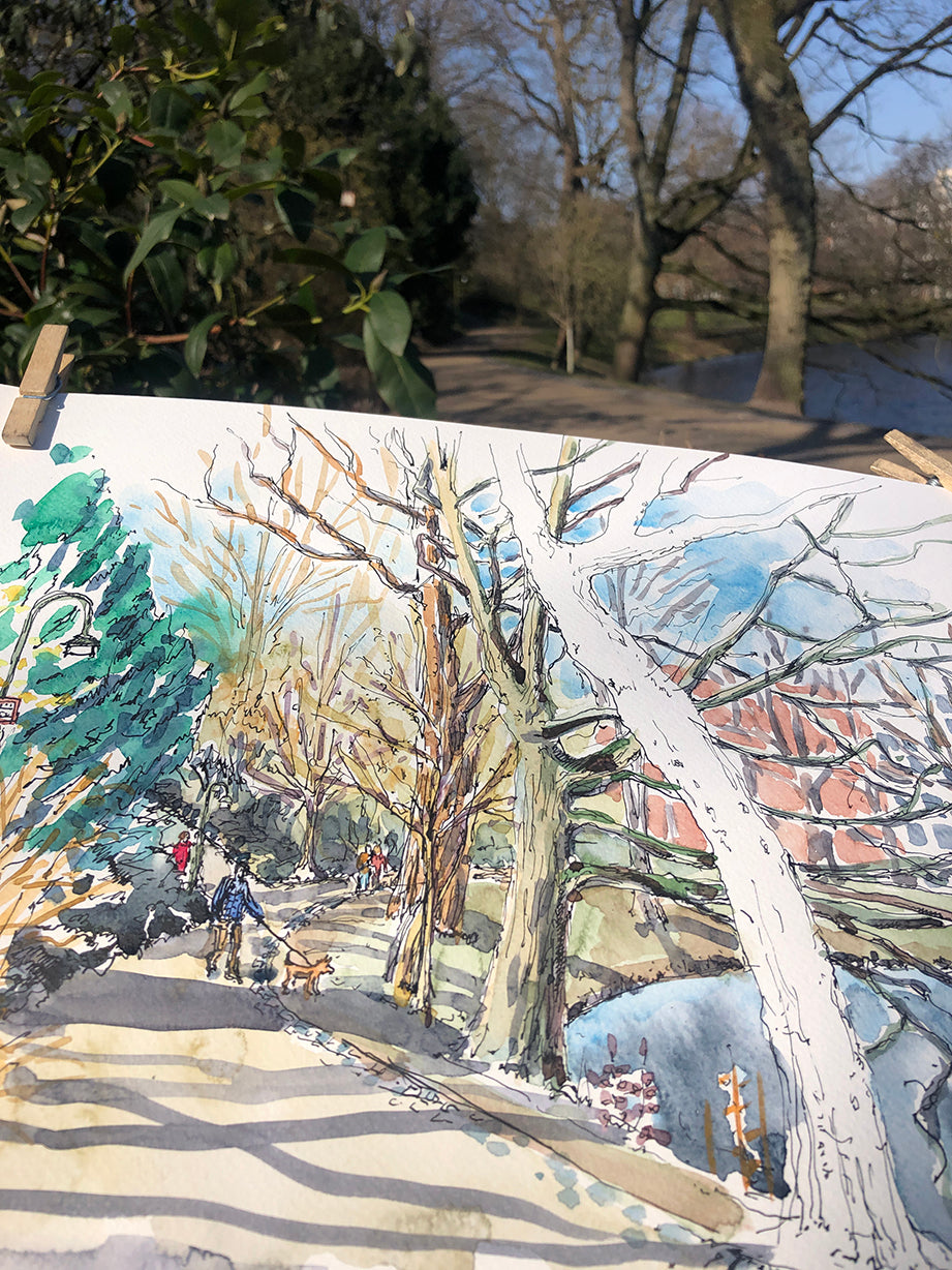 Originalzeichnung Weg in den Wallanlagen