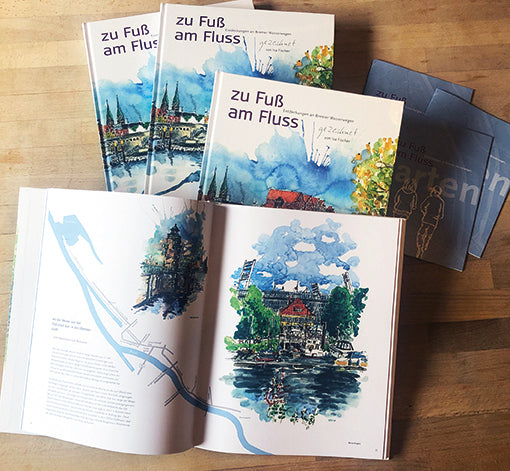 Buch zu Fuß am Fluss