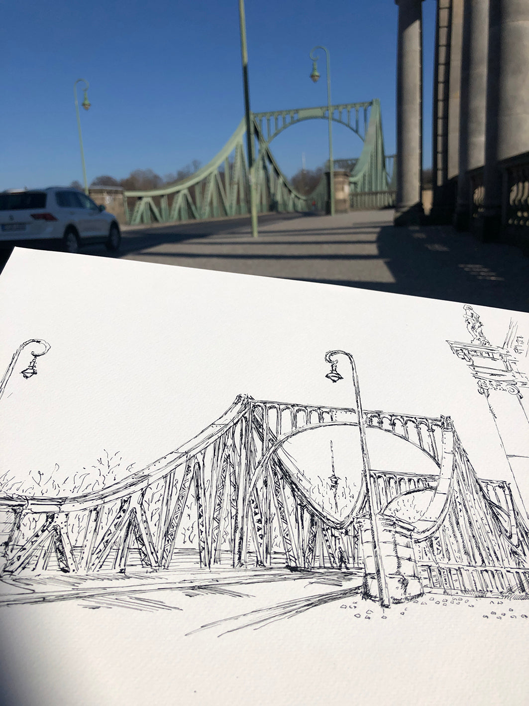 Originalzeichnung "Glienicker Brücke Potsdam"