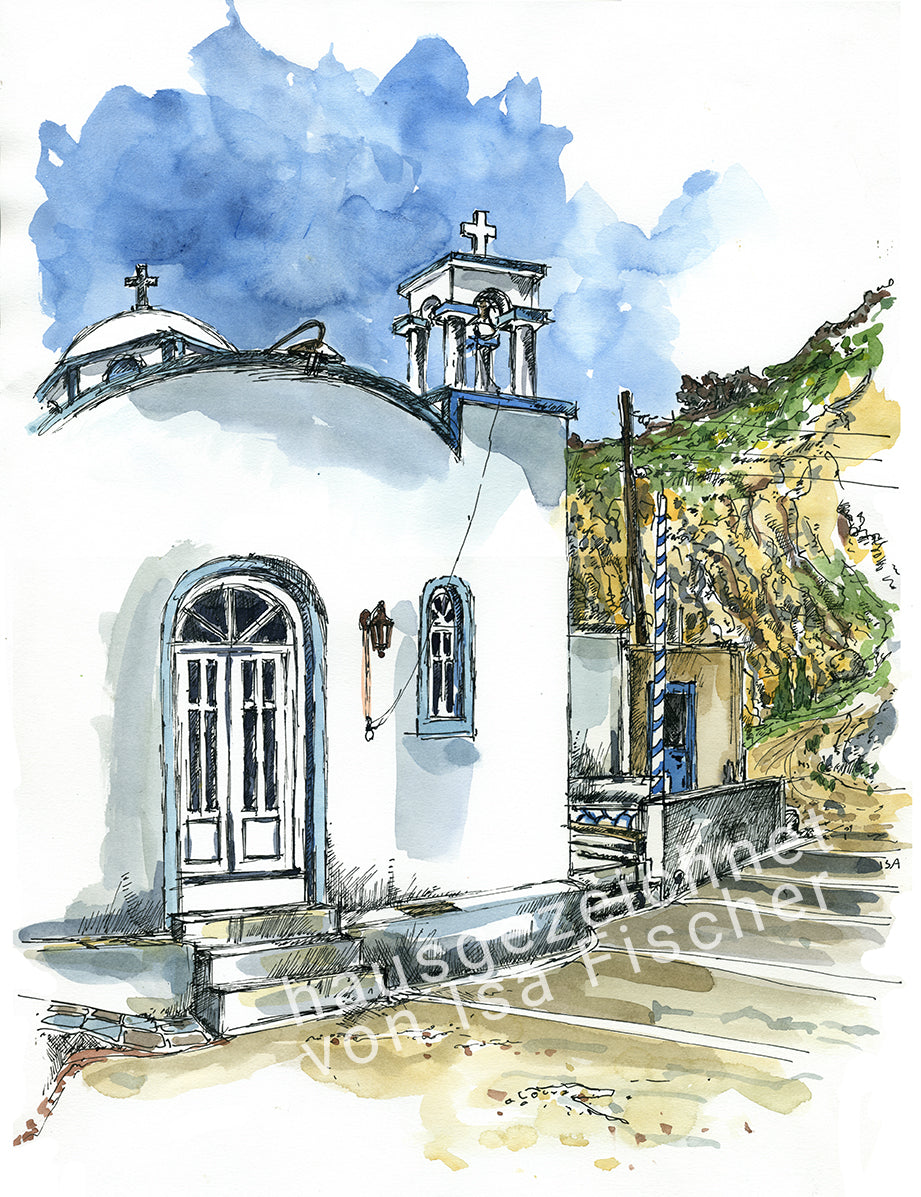 Originalzeichnung "Kirche Firopotamos"