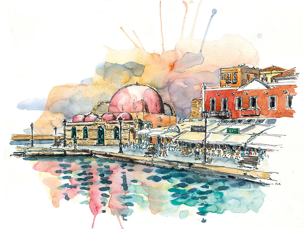 Originalzeichnung Kreta "Chania"