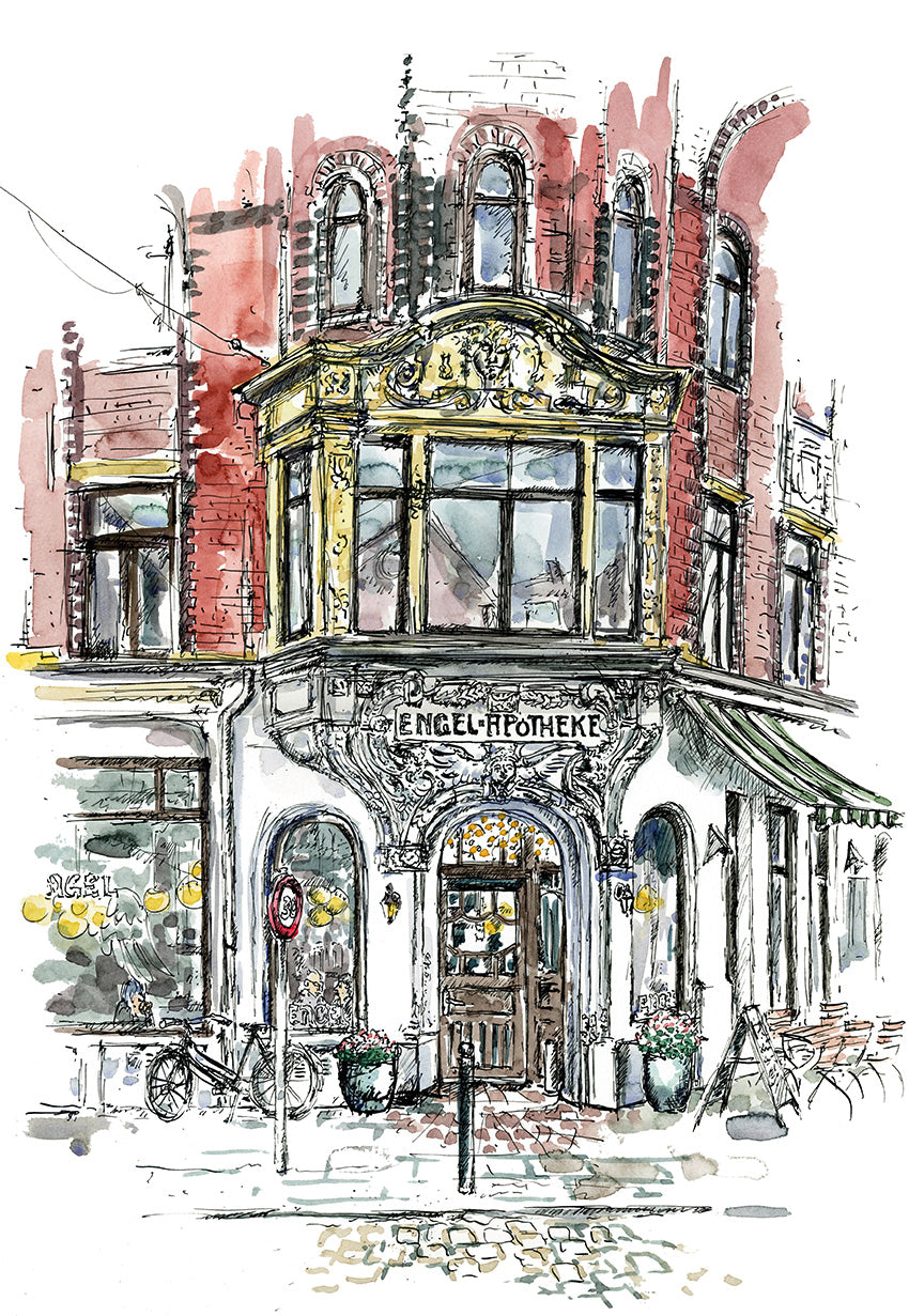 Postkarte Café Engel