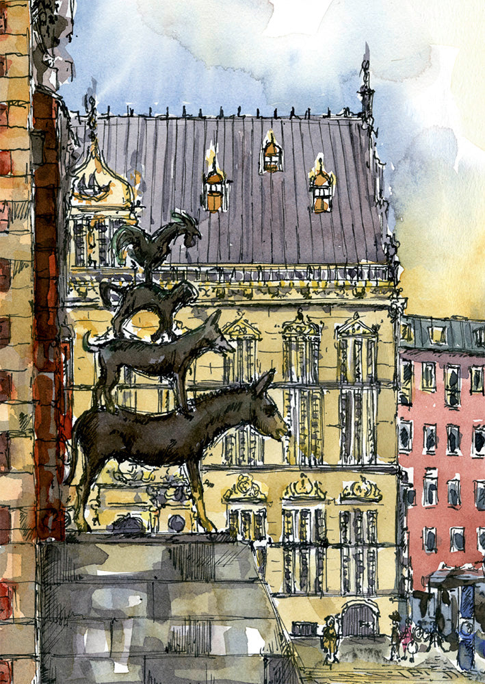 Postkarte Bremer Stadtmusikanten 4