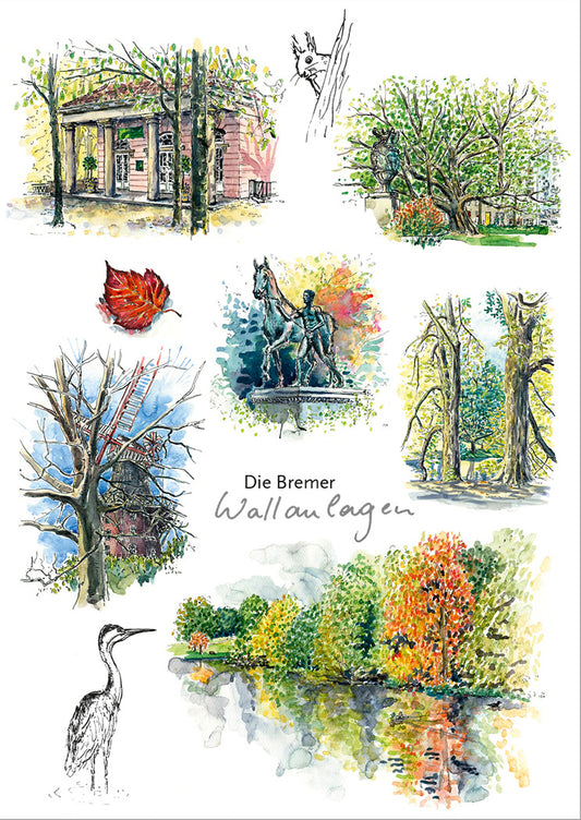 Postkarte Bremer Wallanlagen