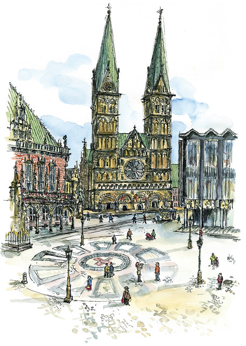 Postkarte Marktplatz mit Dom
